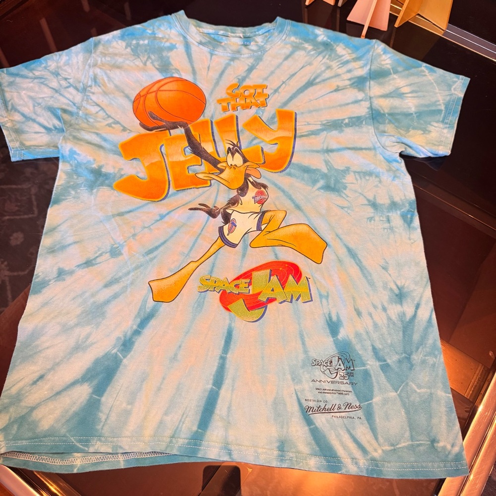 Mitchell & Ness Space Jam 25th Anniversary Blue Tie-Dye T-Shirt